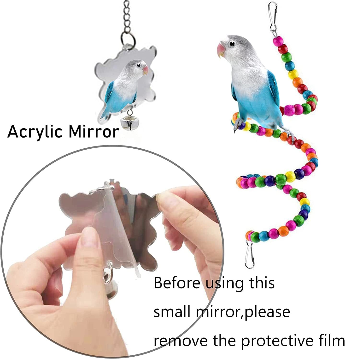 7Pcs Parrot Toys Bird Cage Accessories