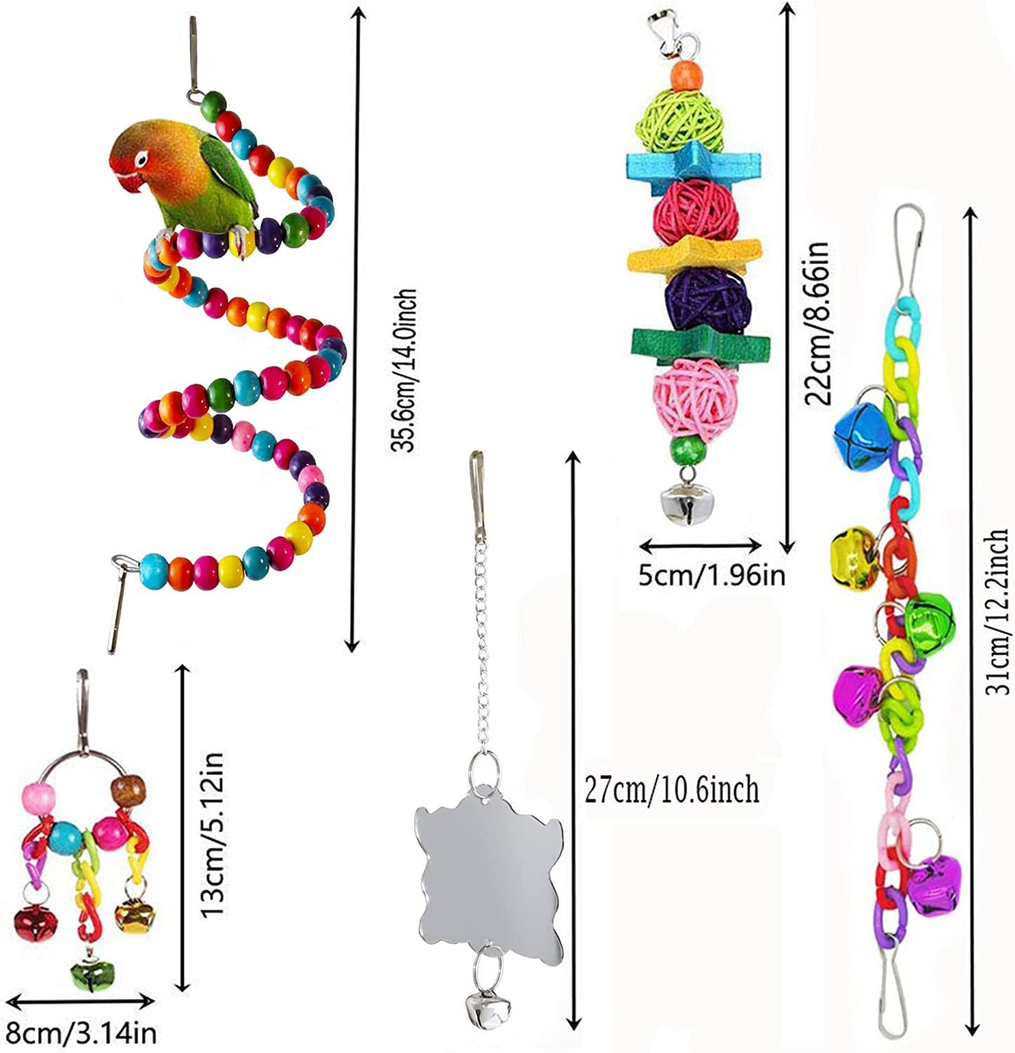 7Pcs Parrot Toys Bird Cage Accessories