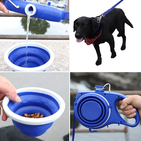 Pet Leash with Water Bottle & Cup