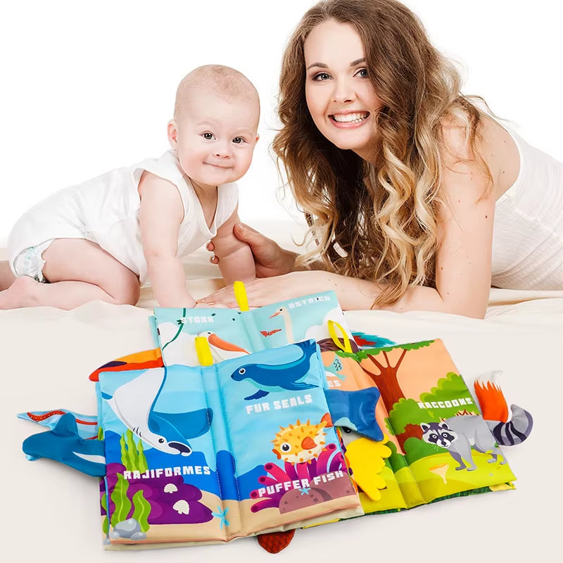 3PCS Touch and Feel Cloth Crinkle Soft Baby Books