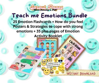 Dowloadable Teach Me Emotions Bundle (Emotion Flash Cards, Emotions & How to Cope Up Posters, Learning Emotion Activity Booklet)