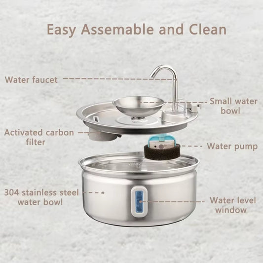 Stainless Steel Smart Pet Auto Water Fountain (3.2L)
