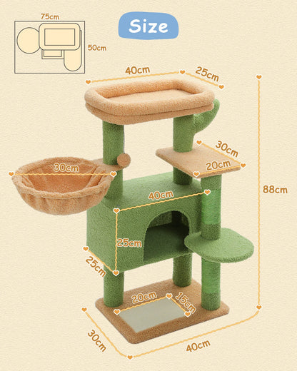 Cat  Tower for Indoor Cats with Large Hammock, Condo House and Scratching Post 