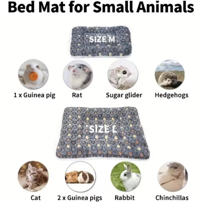 2Pcs Plush Washable Small Animal Bed Mat 