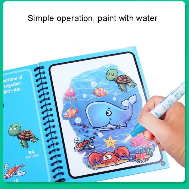 1Pc Magic Water Reusable Montessori Coloring Book 