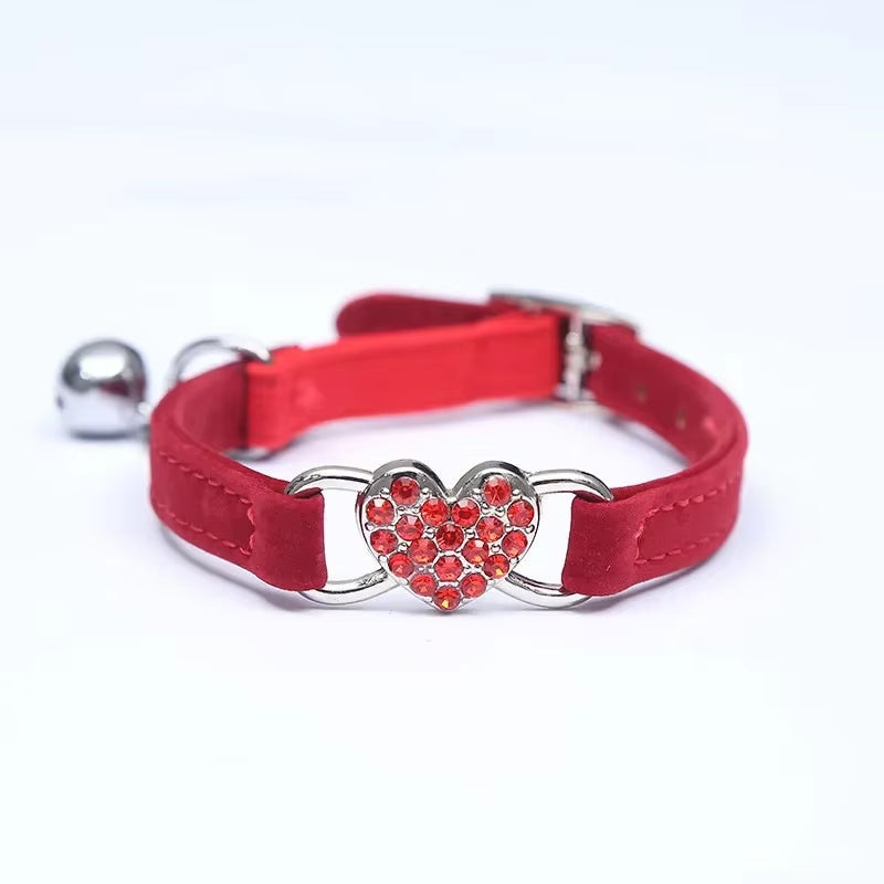 Crystal Elastic Heart Shape  Cat Collar 