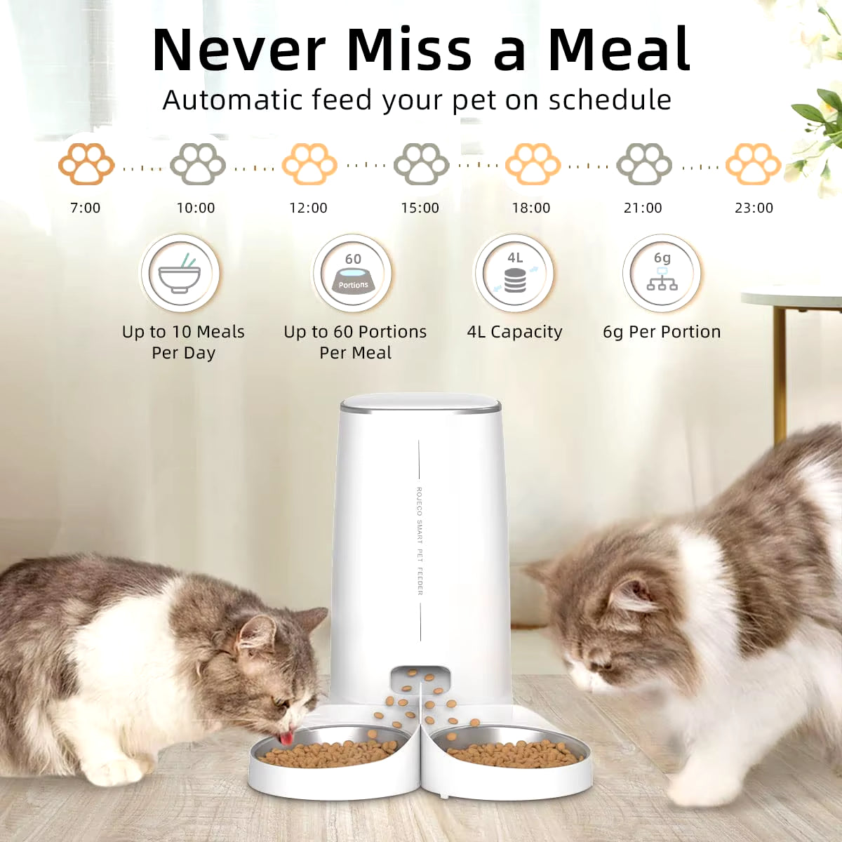 Automatic Pet Smart Food  Dispenser with Remote Control or Wifi Button 