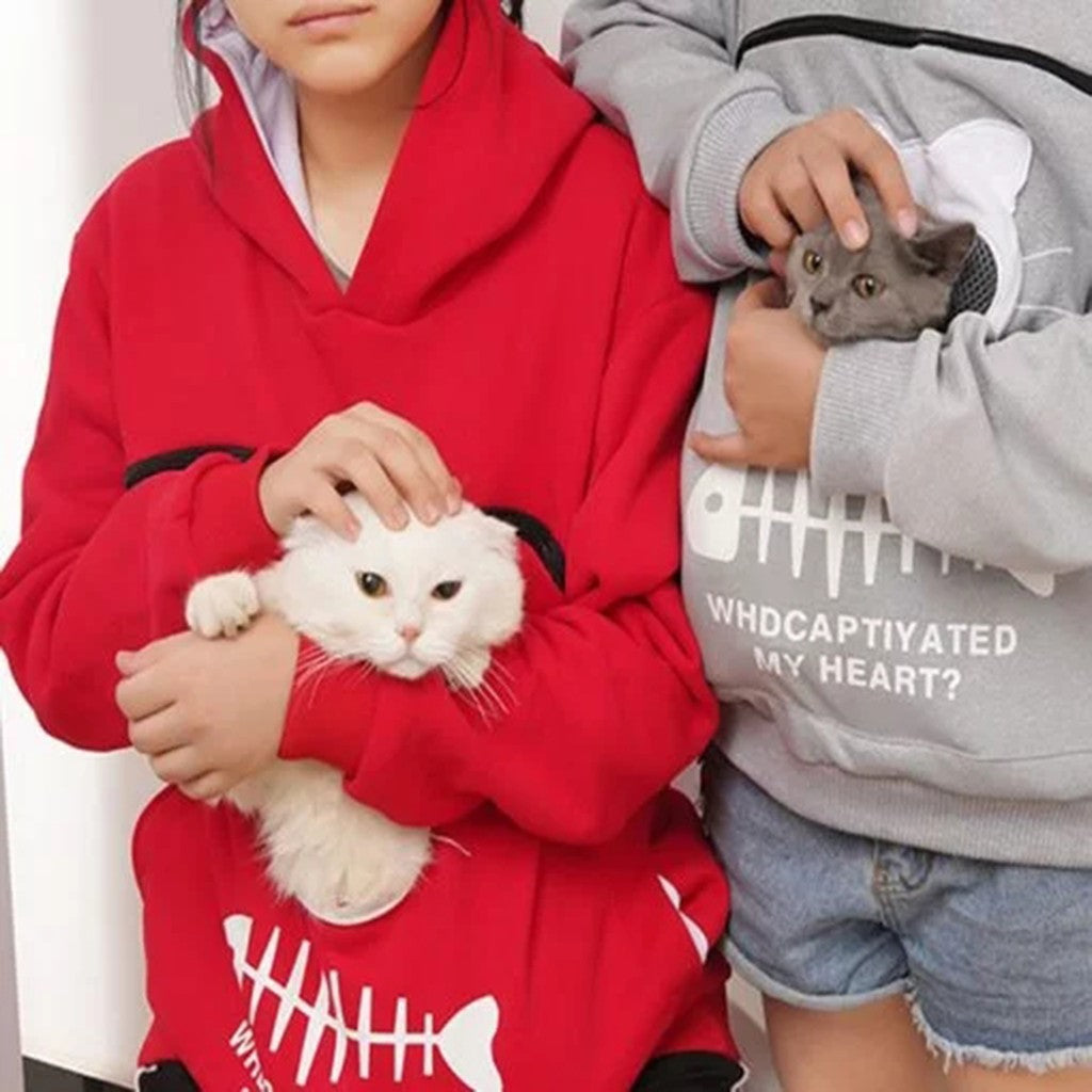  Hoodie Sweatshirt with Cat Pet Pocket 