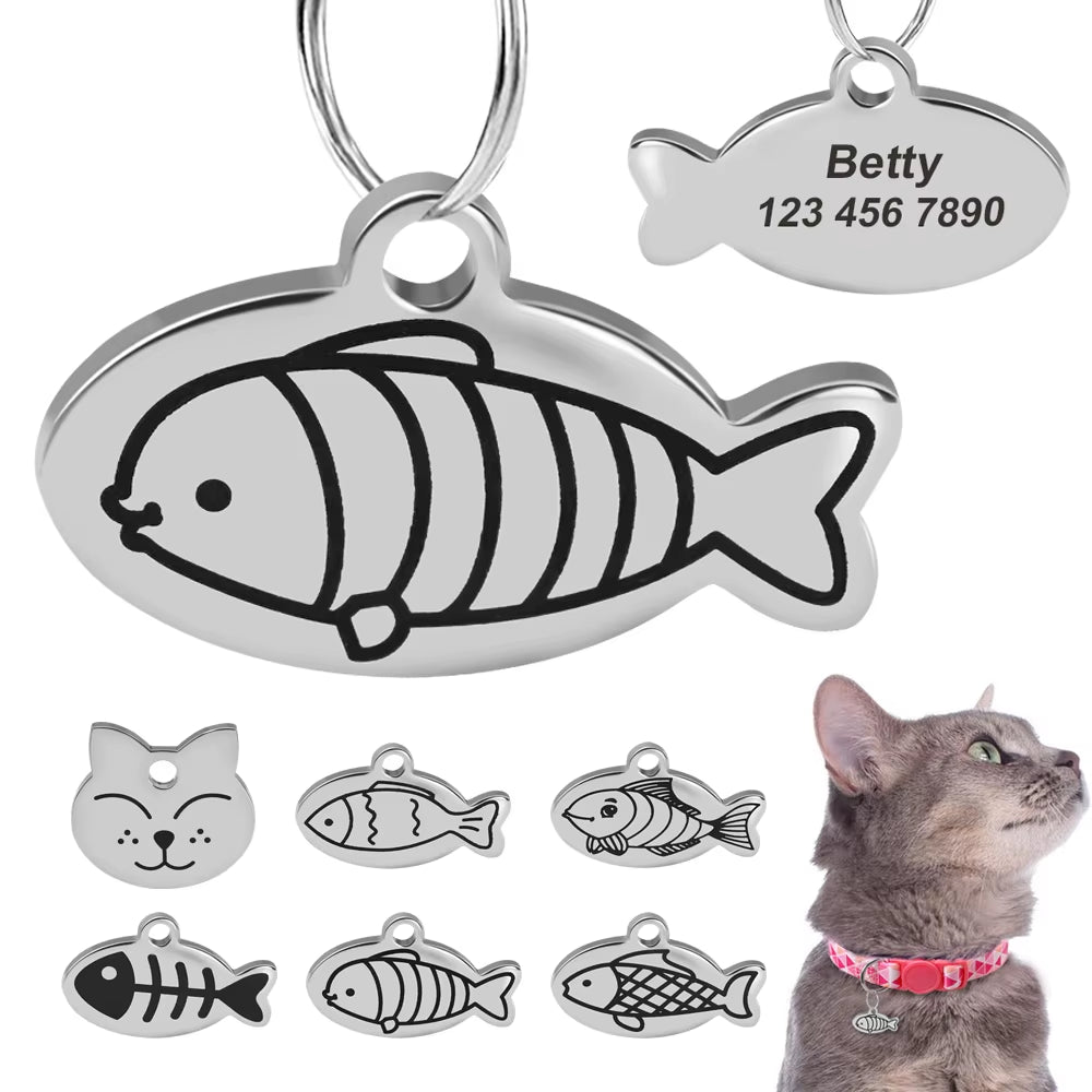 Customized Engraved Anti-Lost Cat Pet Tags 