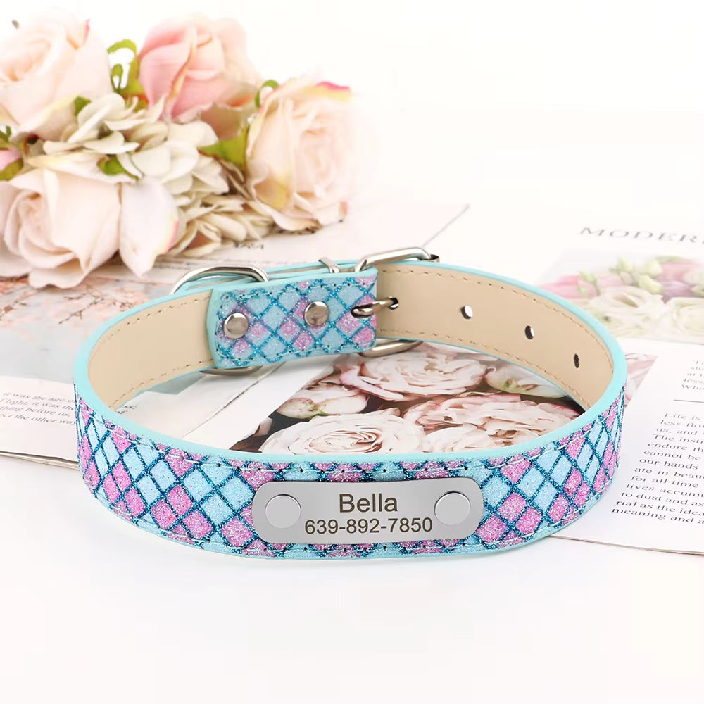 Customized Free Engraved Leather Pet Collar