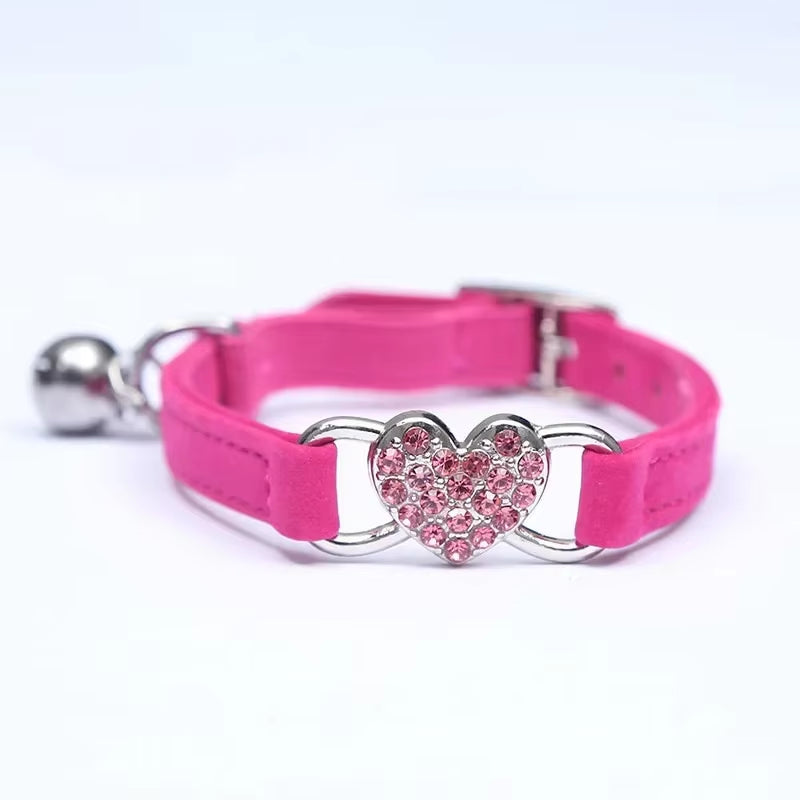 Crystal Elastic Heart Shape  Cat Collar 