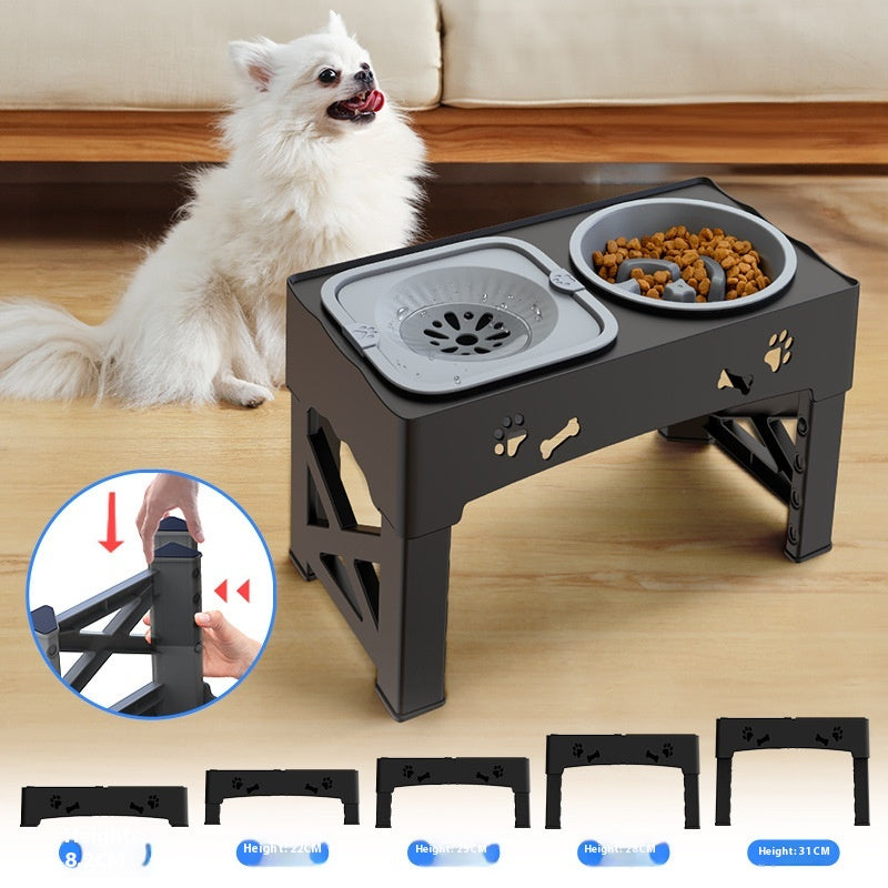 Pet Stainless Steel Feeder Double Bowl Integrated Lifting Dog Bowl