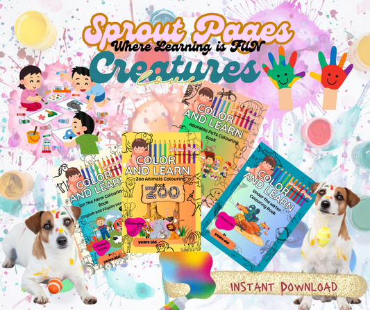 Downloadable Colour & Learn Animal Bundle (Farm Animals, Pets, Sea Creatures & Zoo Animals)