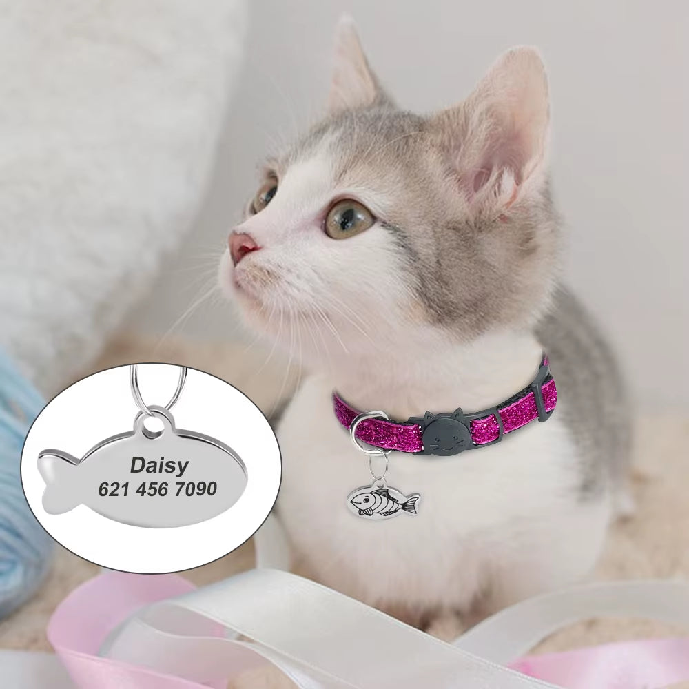 Customized Engraved Anti-Lost Cat Pet Tags 