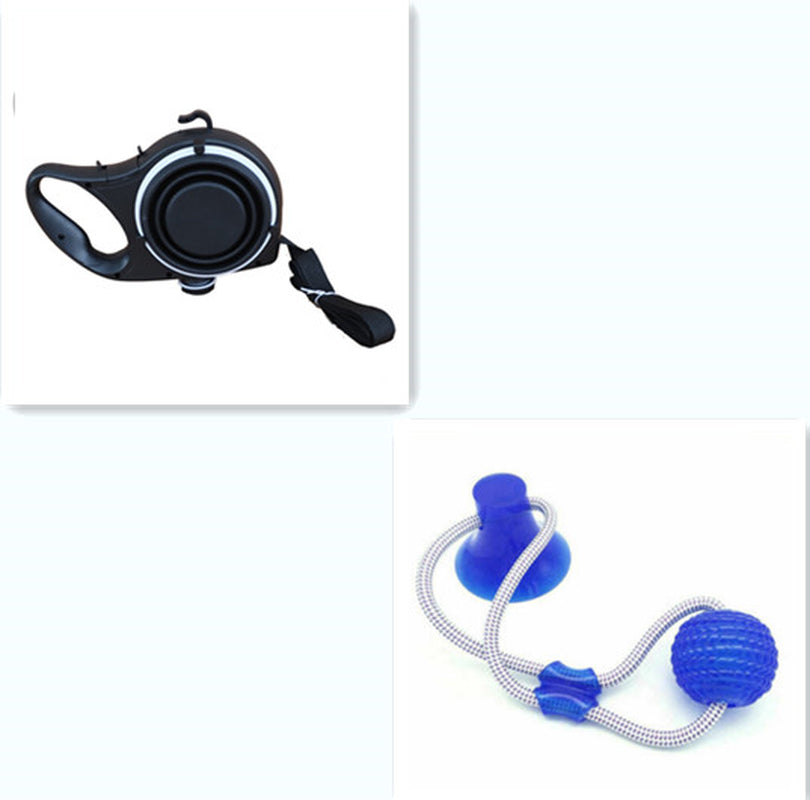 Pet Leash with Water Bottle & Cup