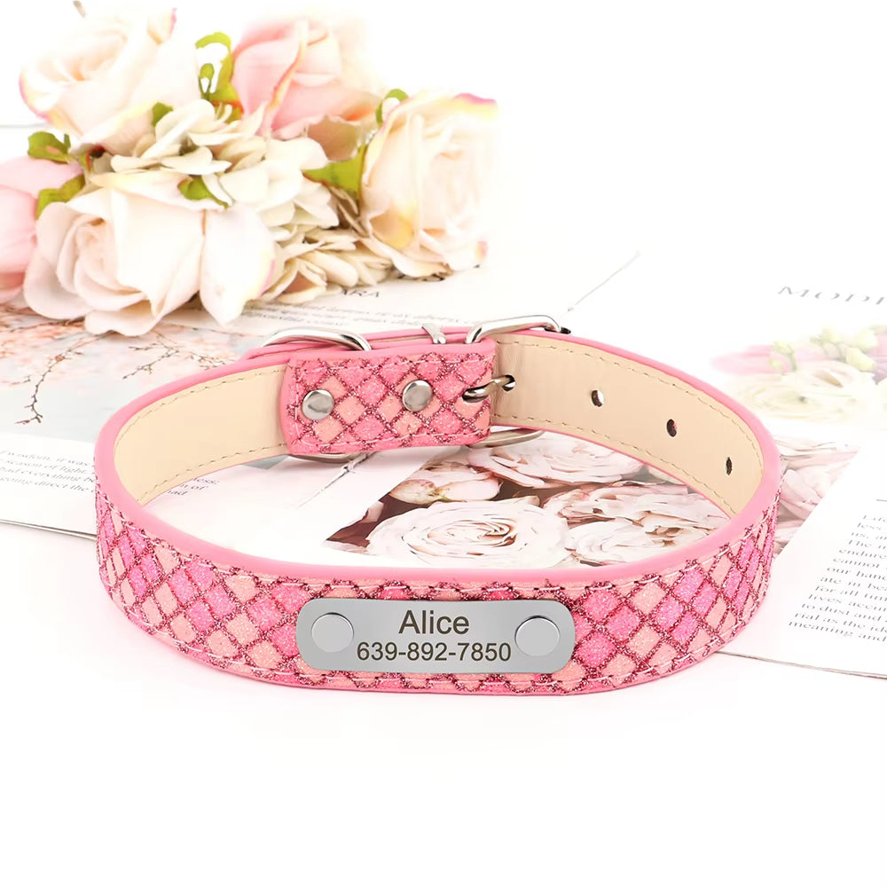 Customized Free Engraved Leather Pet Collar