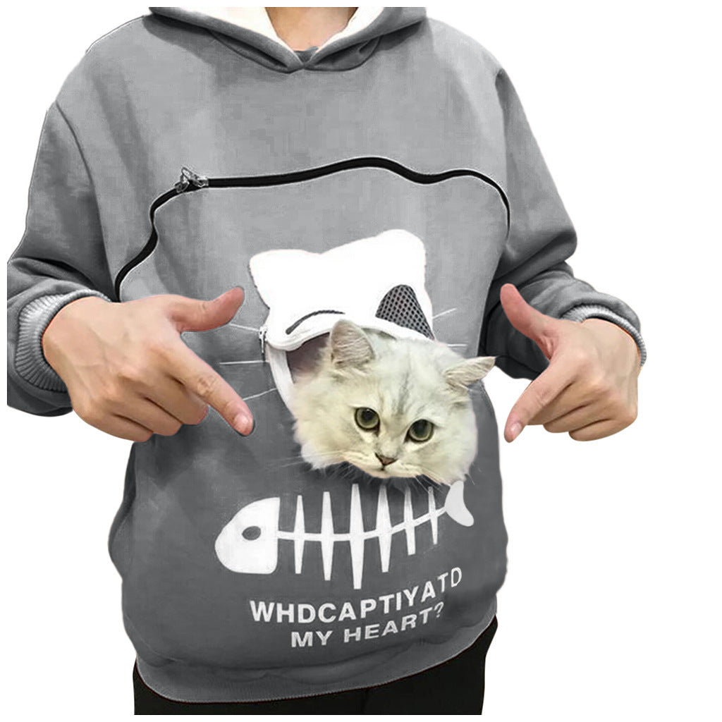  Hoodie Sweatshirt with Cat Pet Pocket 