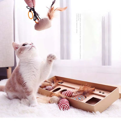 Wood Cat Toy Feather Set Interactive for Pets Fishing Rod Funny Pet Products Mouse Paw Games Cute Toys Linen Cats Stick Dropship