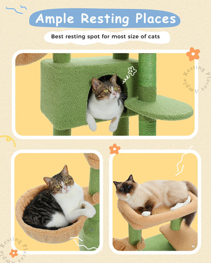 Cat  Tower for Indoor Cats with Large Hammock, Condo House and Scratching Post 