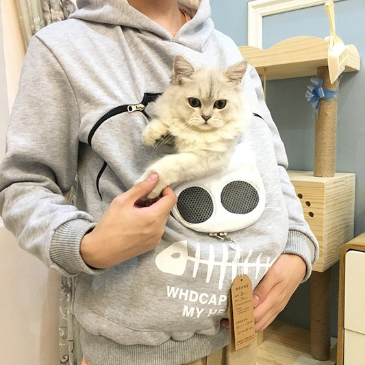  Hoodie Sweatshirt with Cat Pet Pocket 