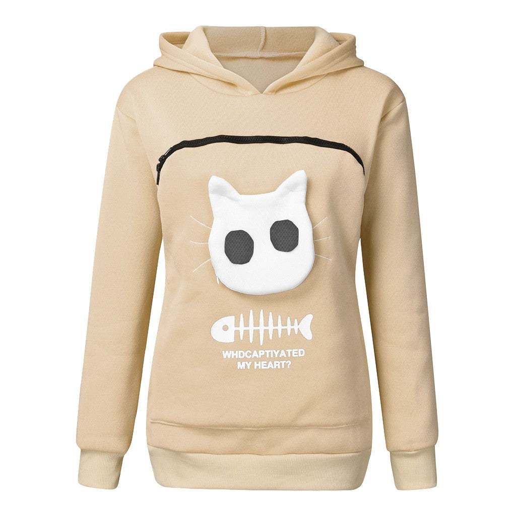  Hoodie Sweatshirt with Cat Pet Pocket 