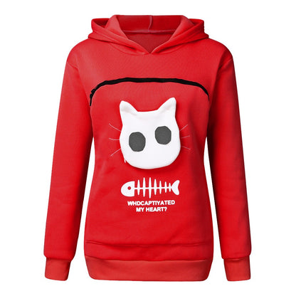  Hoodie Sweatshirt with Cat Pet Pocket 