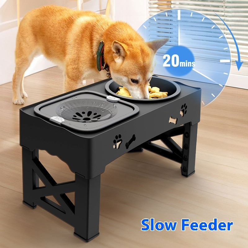 Pet Stainless Steel Feeder Double Bowl Integrated Lifting Dog Bowl