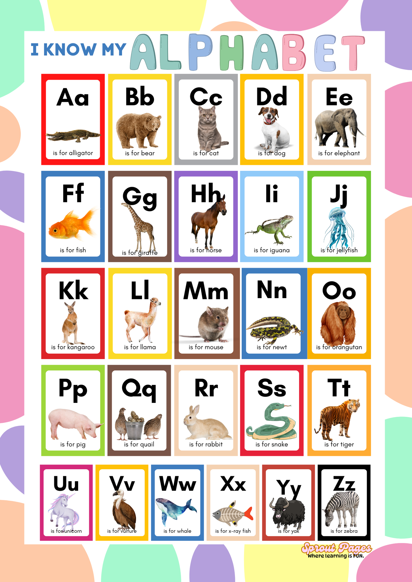 Downloadable Learning ALPHABET Bundle (Flashcards, Poster, Coloring Booklet)