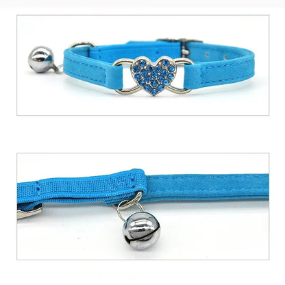 Crystal Elastic Heart Shape  Cat Collar 