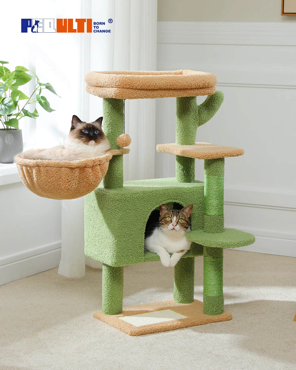 Cat  Tower for Indoor Cats with Large Hammock, Condo House and Scratching Post 