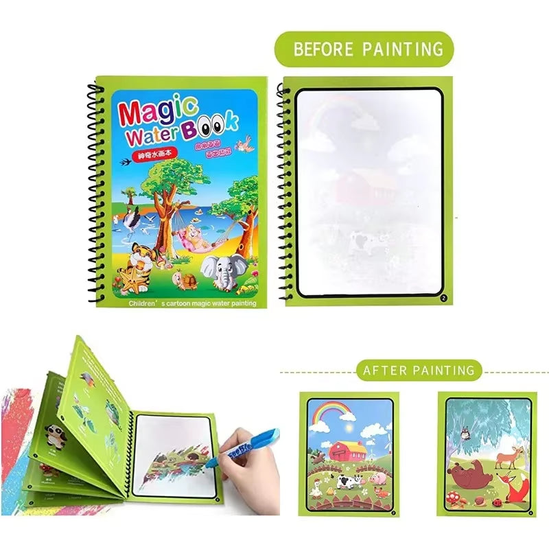 1Pc Magic Water Reusable Montessori Coloring Book 