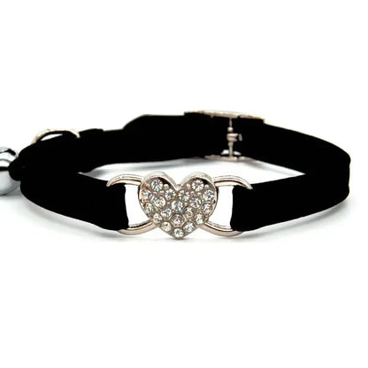 Crystal Elastic Heart Shape  Cat Collar 