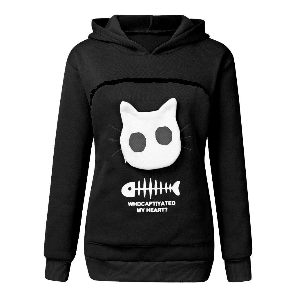  Hoodie Sweatshirt with Cat Pet Pocket 