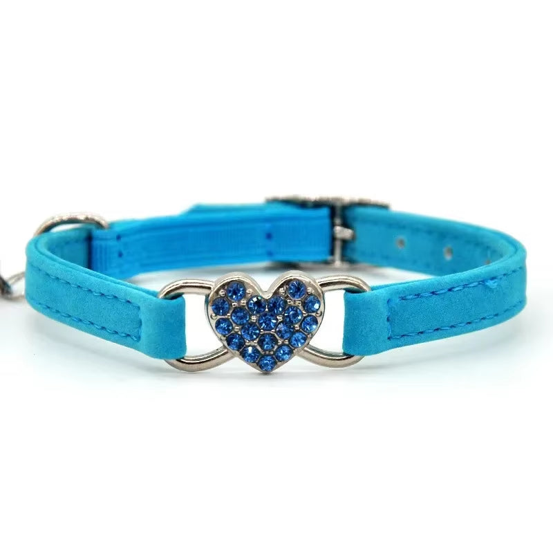 Crystal Elastic Heart Shape  Cat Collar 