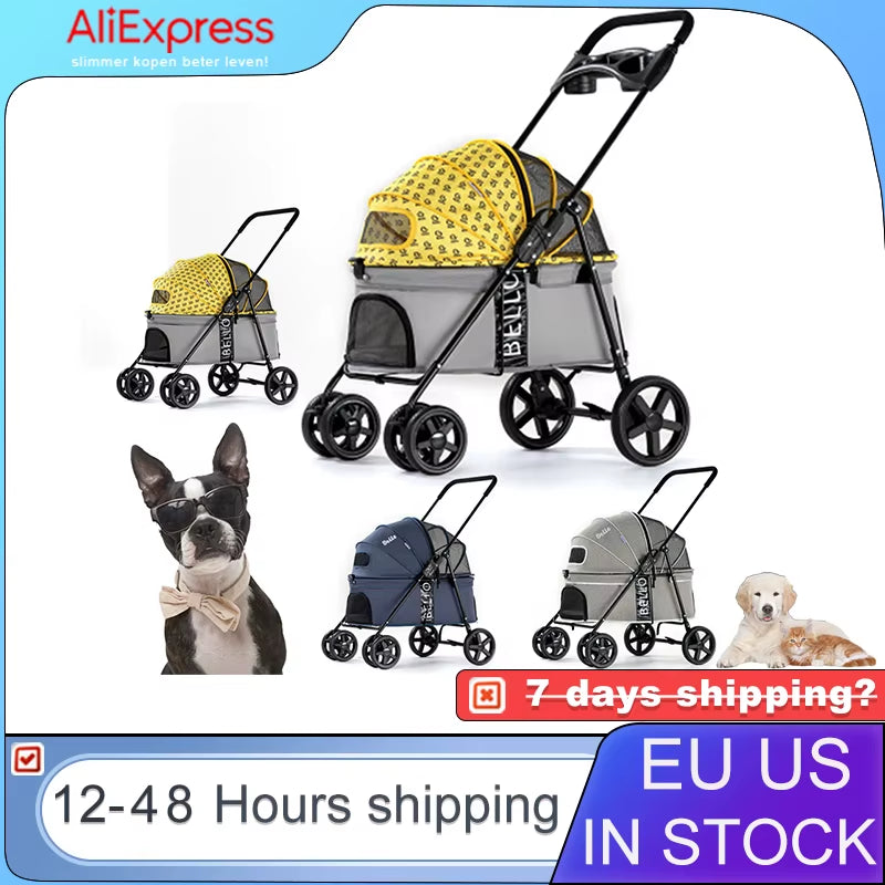 Luxury Pet  Stroller with Breathable Mesh