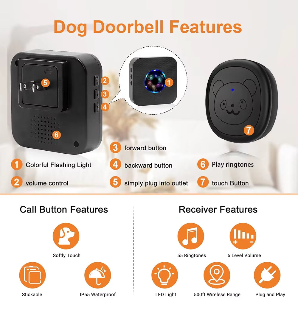  Wireless Doorbell  for Pet Potty Training 