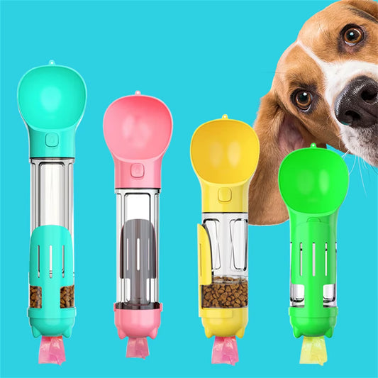 Portable 3In1 Multifunction Pet Leak-Proof Water Bottle, Food Feeder , Poop Dispenser 