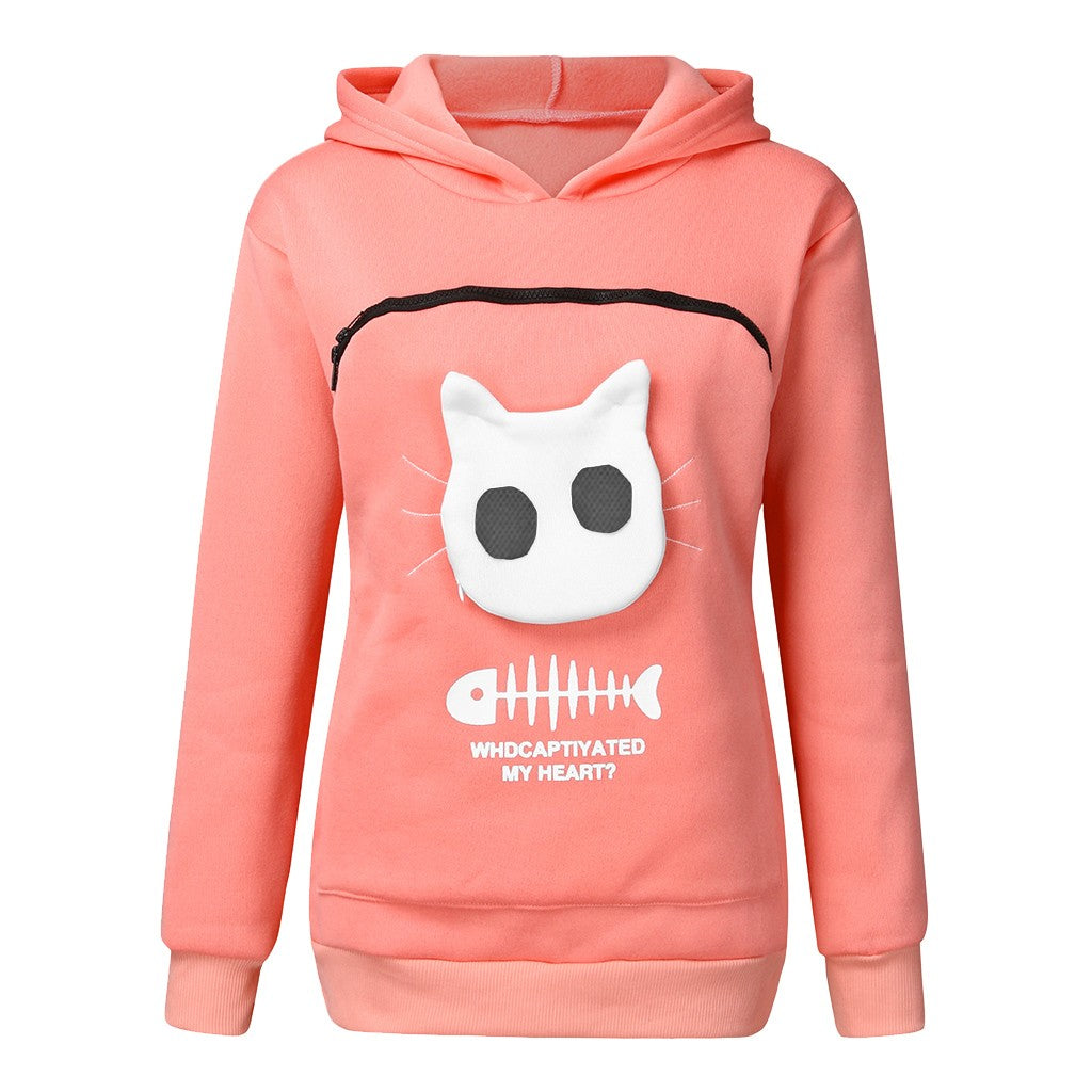  Hoodie Sweatshirt with Cat Pet Pocket 