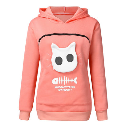  Hoodie Sweatshirt with Cat Pet Pocket 