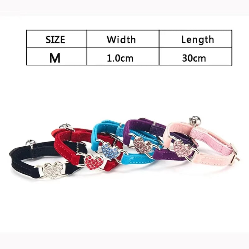 Crystal Elastic Heart Shape  Cat Collar 