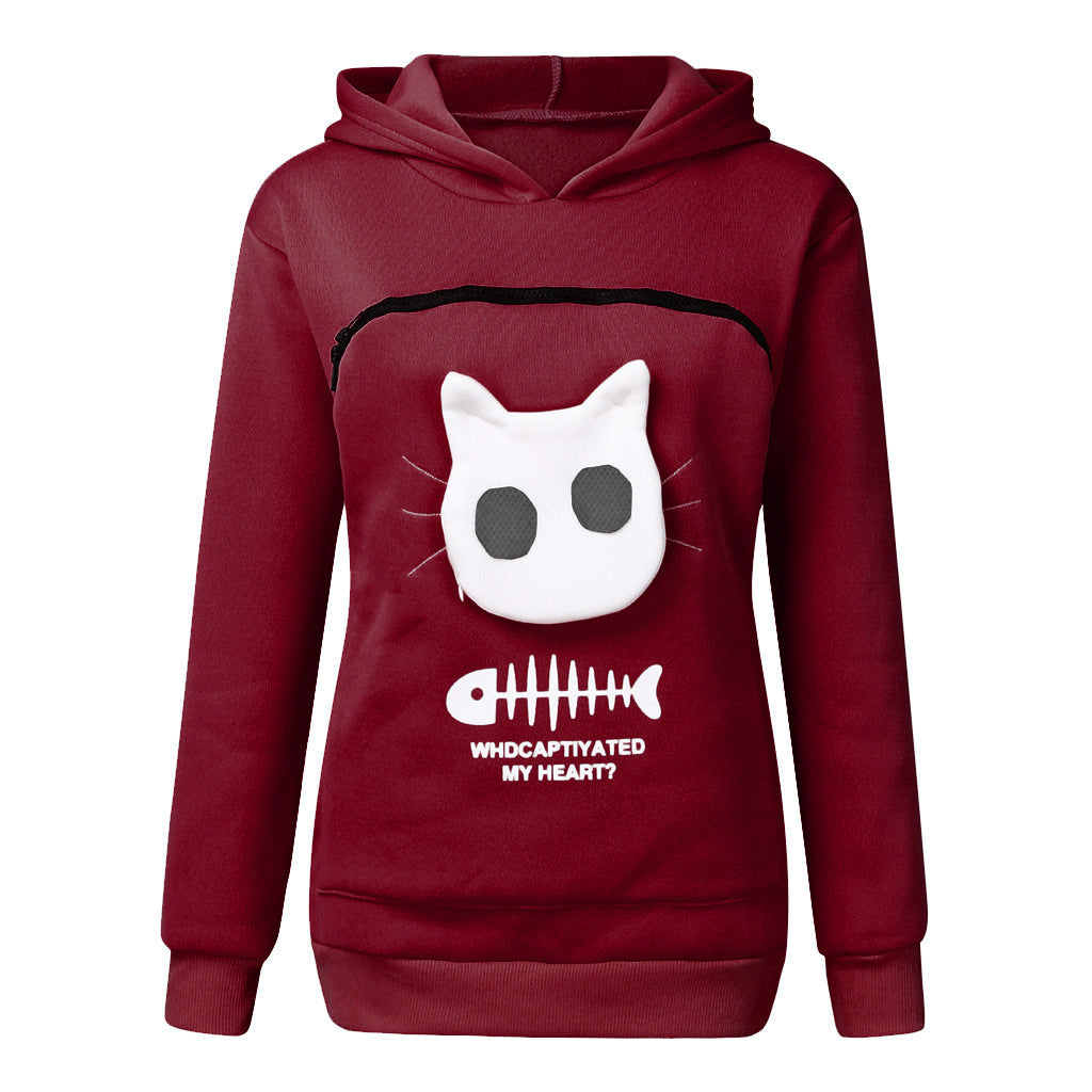  Hoodie Sweatshirt with Cat Pet Pocket 