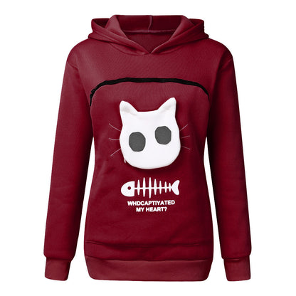  Hoodie Sweatshirt with Cat Pet Pocket 