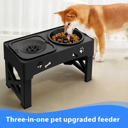 Pet Stainless Steel Feeder Double Bowl Integrated Lifting Dog Bowl