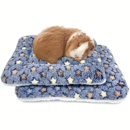 2Pcs Plush Washable Small Animal Bed Mat 