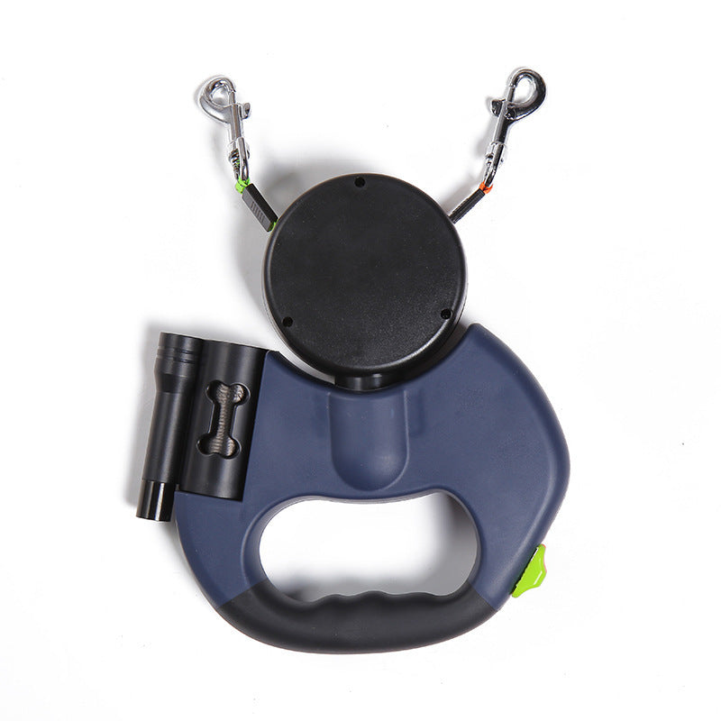 Retractable Reflective Dual Pet Leash Lead with Lights 