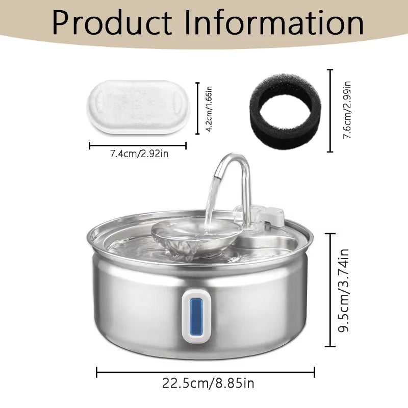  Stainless Steel Smart Pet Auto Water Fountain (3.2L)
