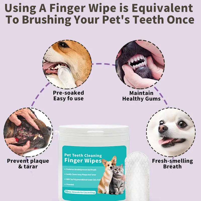 Pet Disposable Teeth Cleaning Finger Wipes 