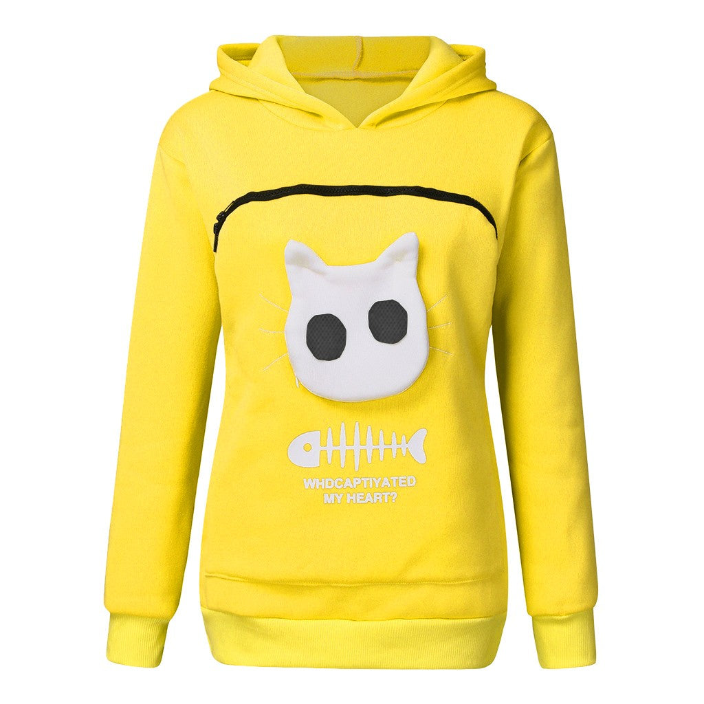 Hoodie Sweatshirt with Cat Pet Pocket 