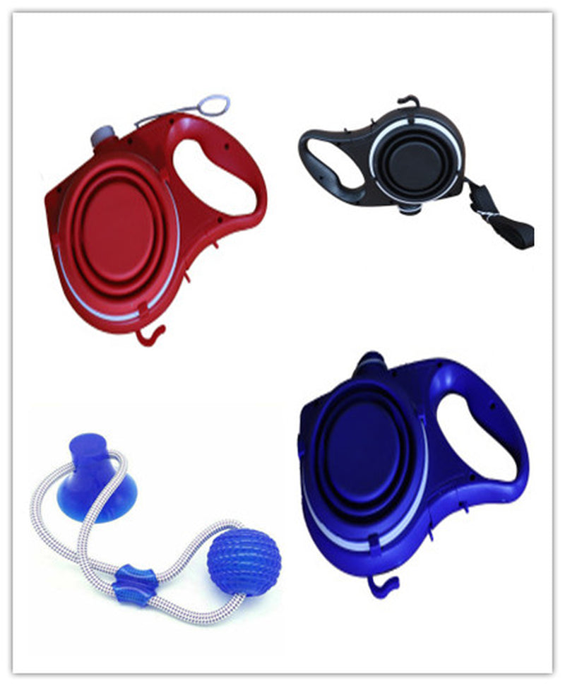 Pet Leash with Water Bottle & Cup