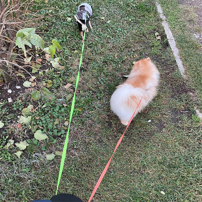 Retractable Reflective Dual Pet Leash Lead with Lights 